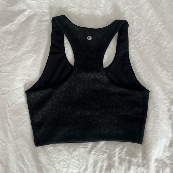 90 Degree by Reflex Wonerlink Black Leopard Print Racerback Sports Bra - Picture 9 of 13